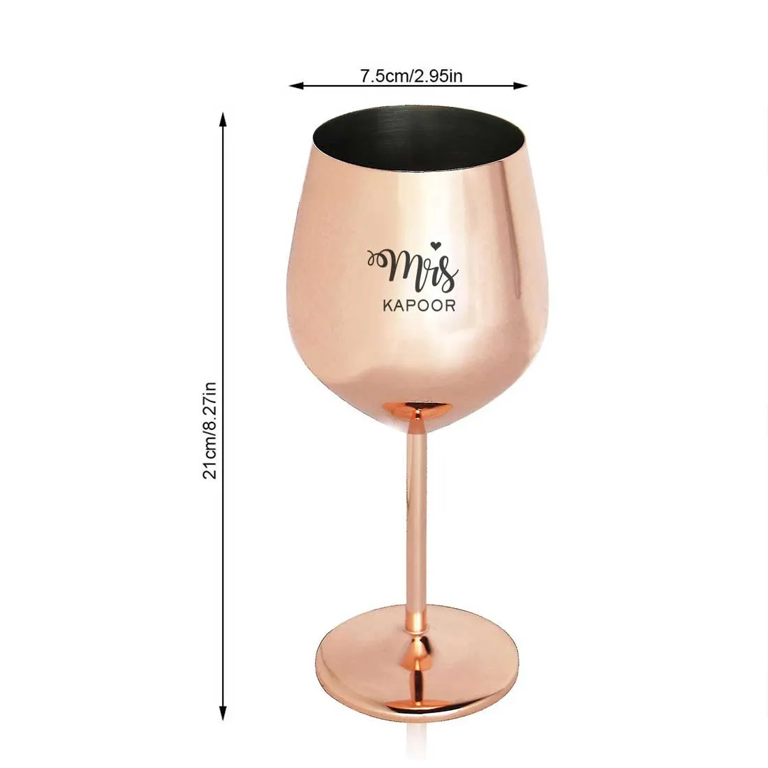 Mr and Mrs Wine Glasses Copper Finish Stainless Steel Goblets