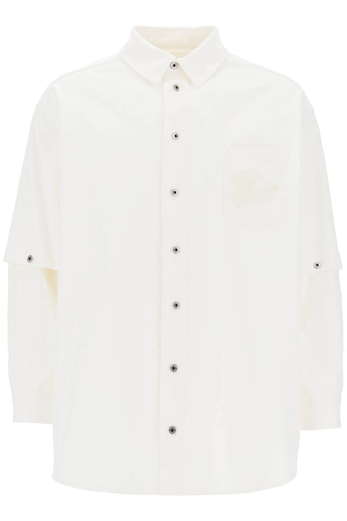 Off-white convertible overshirt with OMYD059S24DEN001 RAW WHITE RAW WHITE