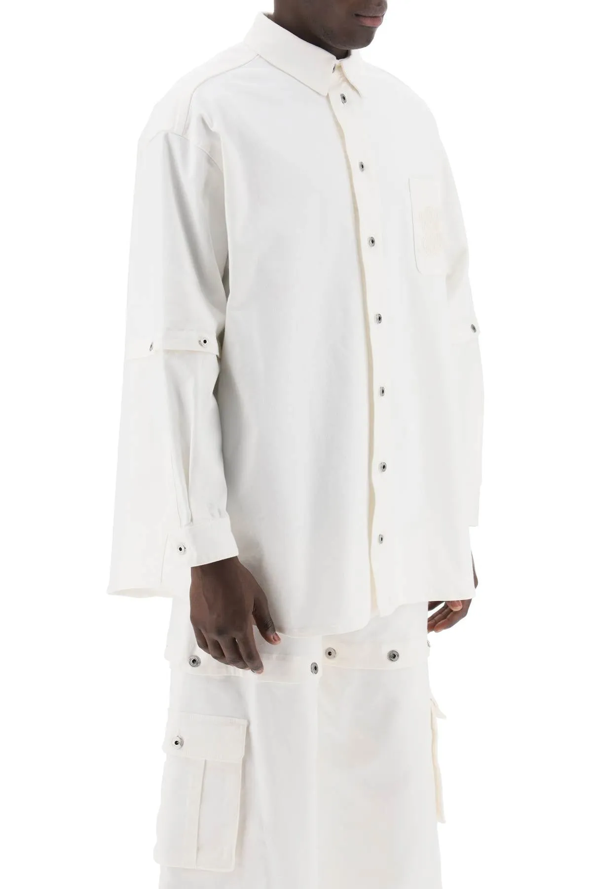 Off-white convertible overshirt with OMYD059S24DEN001 RAW WHITE RAW WHITE