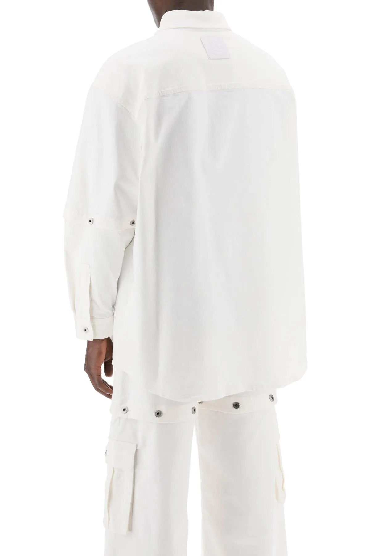 Off-white convertible overshirt with OMYD059S24DEN001 RAW WHITE RAW WHITE