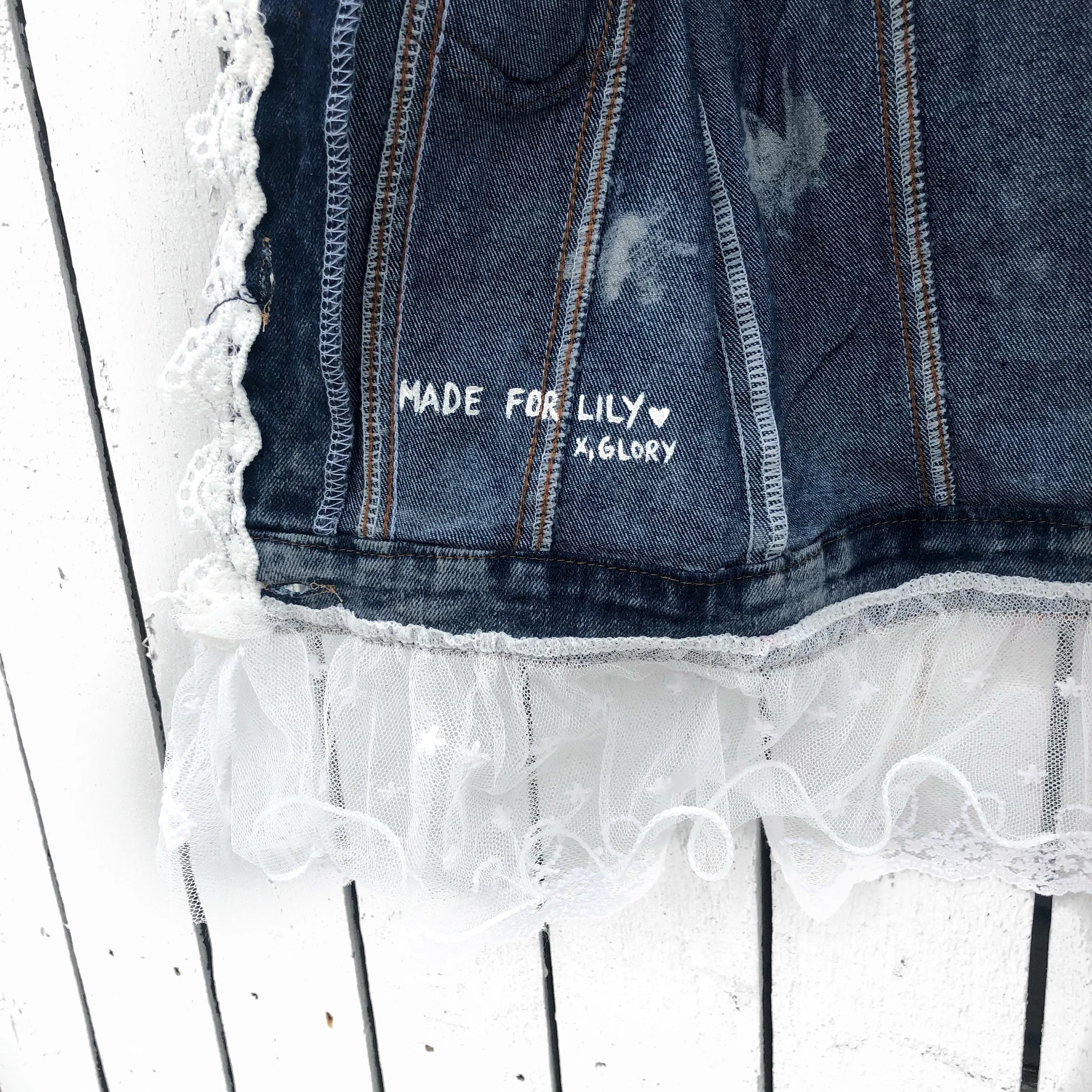 'OPEN BOW' DENIM JACKET - GIRLS