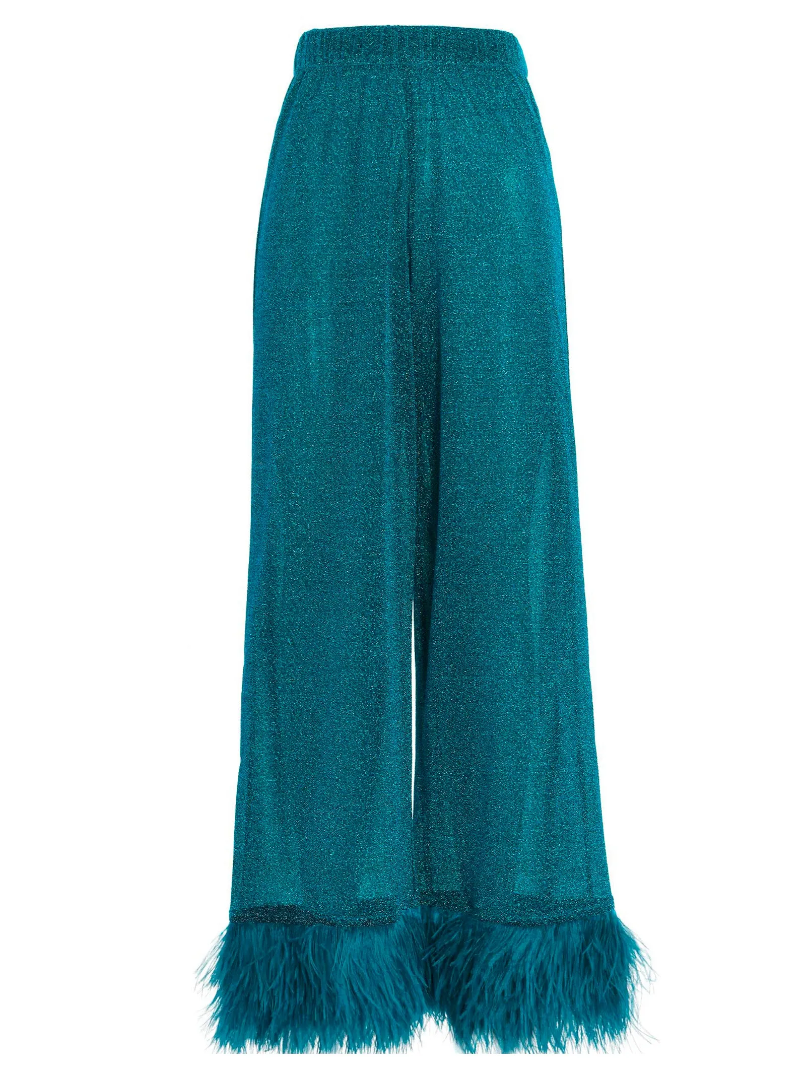 Oséree Lumière Feather-Trim Pants