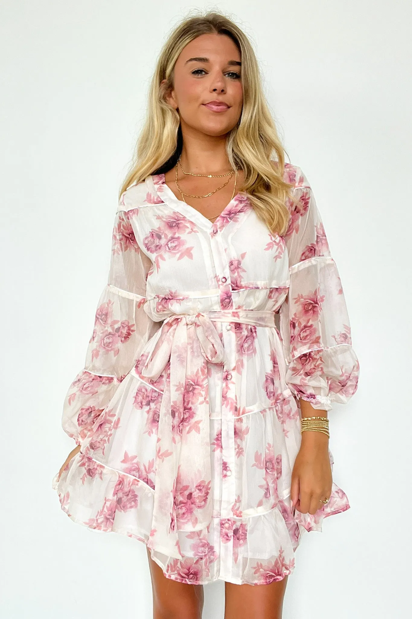 Perfect Concept Long Sleeve Floral Button Up Dress