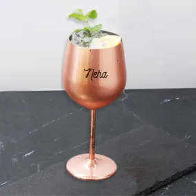 Personalized Non Breakable Drinkware Stainless Steel Wine Glasses Copper Finish Goblets