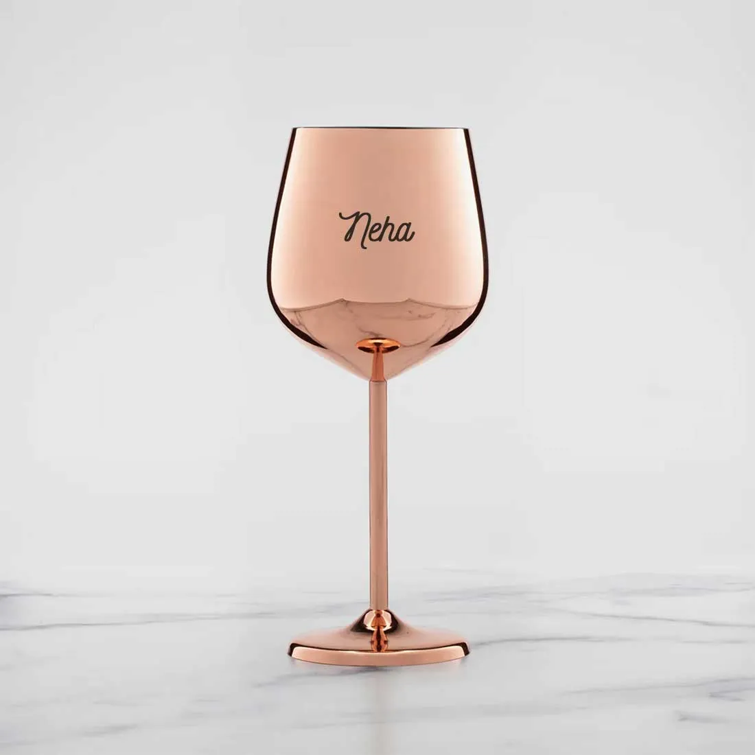 Personalized Non Breakable Drinkware Stainless Steel Wine Glasses Copper Finish Goblets