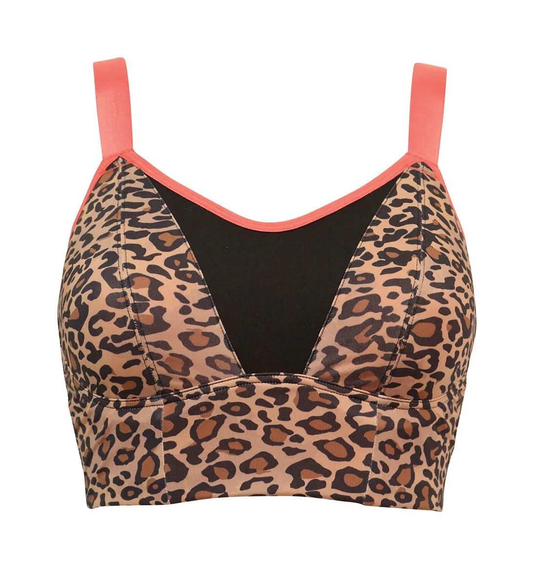 Pour Moi Energy Pulse Longline Underwire Light Padded Sports Bra (97012) - Leopard/Coral