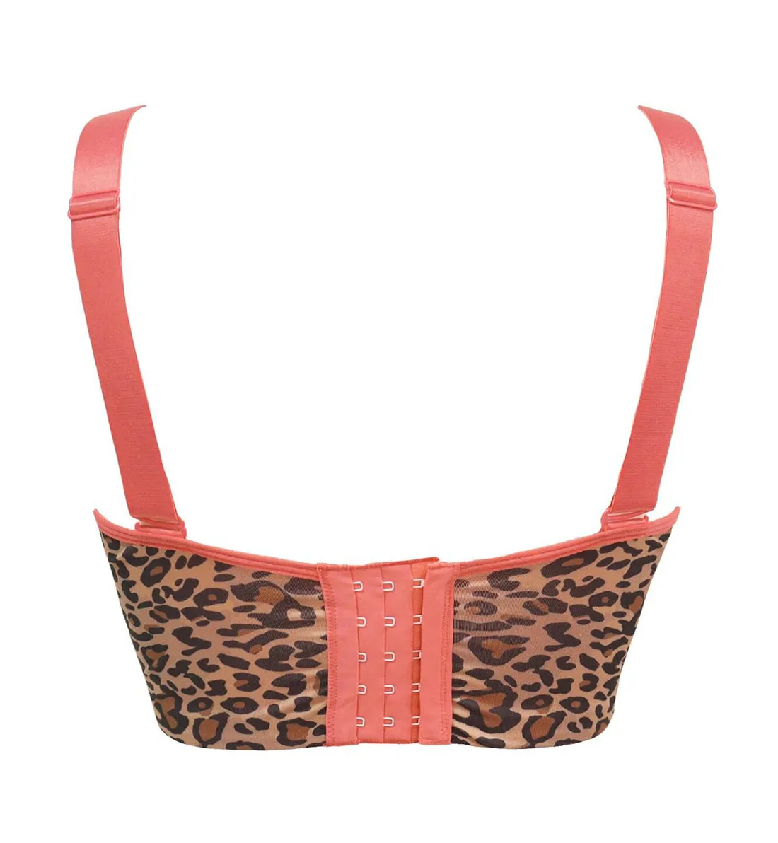 Pour Moi Energy Pulse Longline Underwire Light Padded Sports Bra (97012) - Leopard/Coral