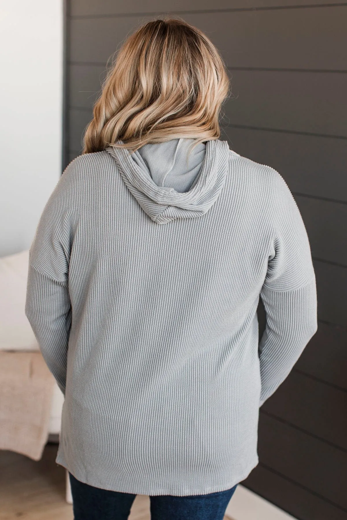 Remember The Night Hooded Knit Top- Grey