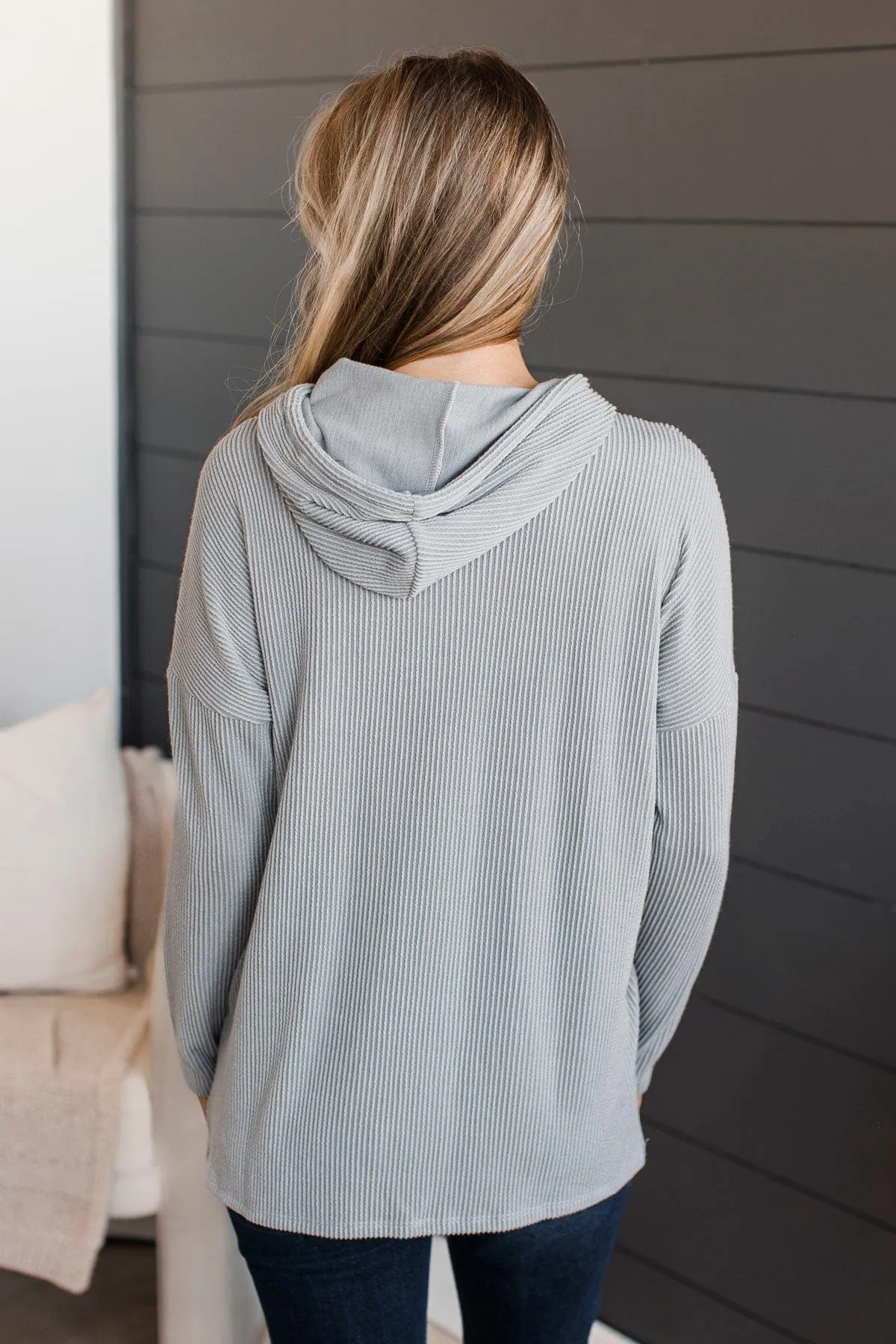 Remember The Night Hooded Knit Top- Grey