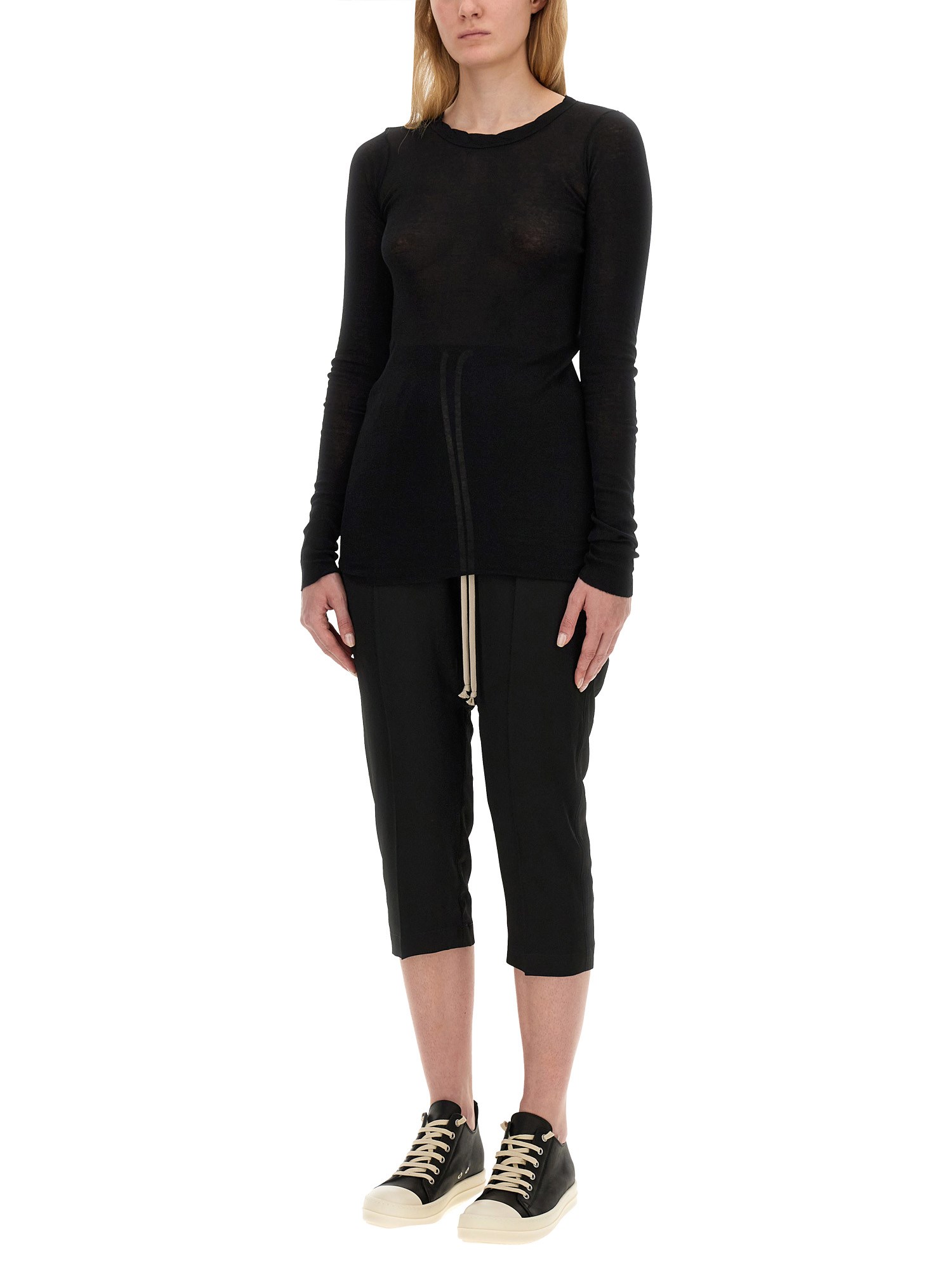 RICK OWENS    ACETATE CROPPED PANTS