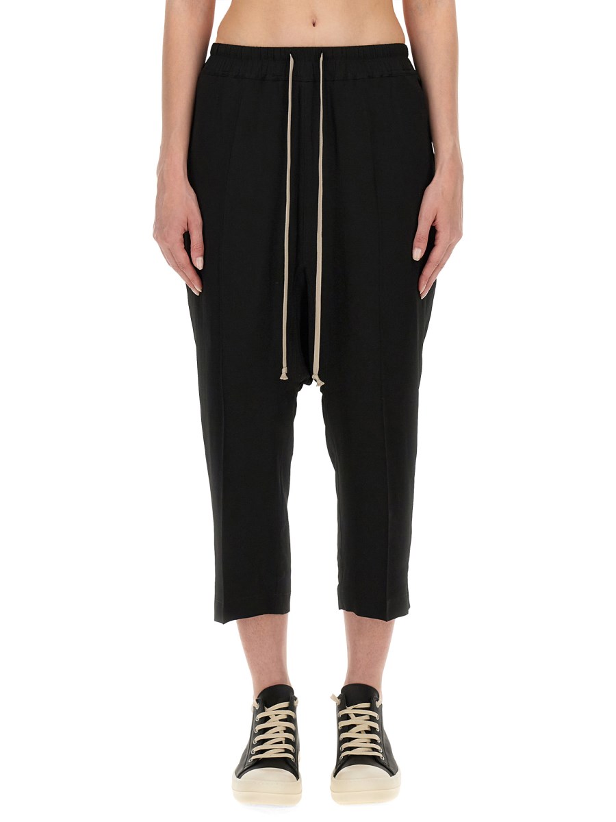 RICK OWENS    ACETATE CROPPED PANTS