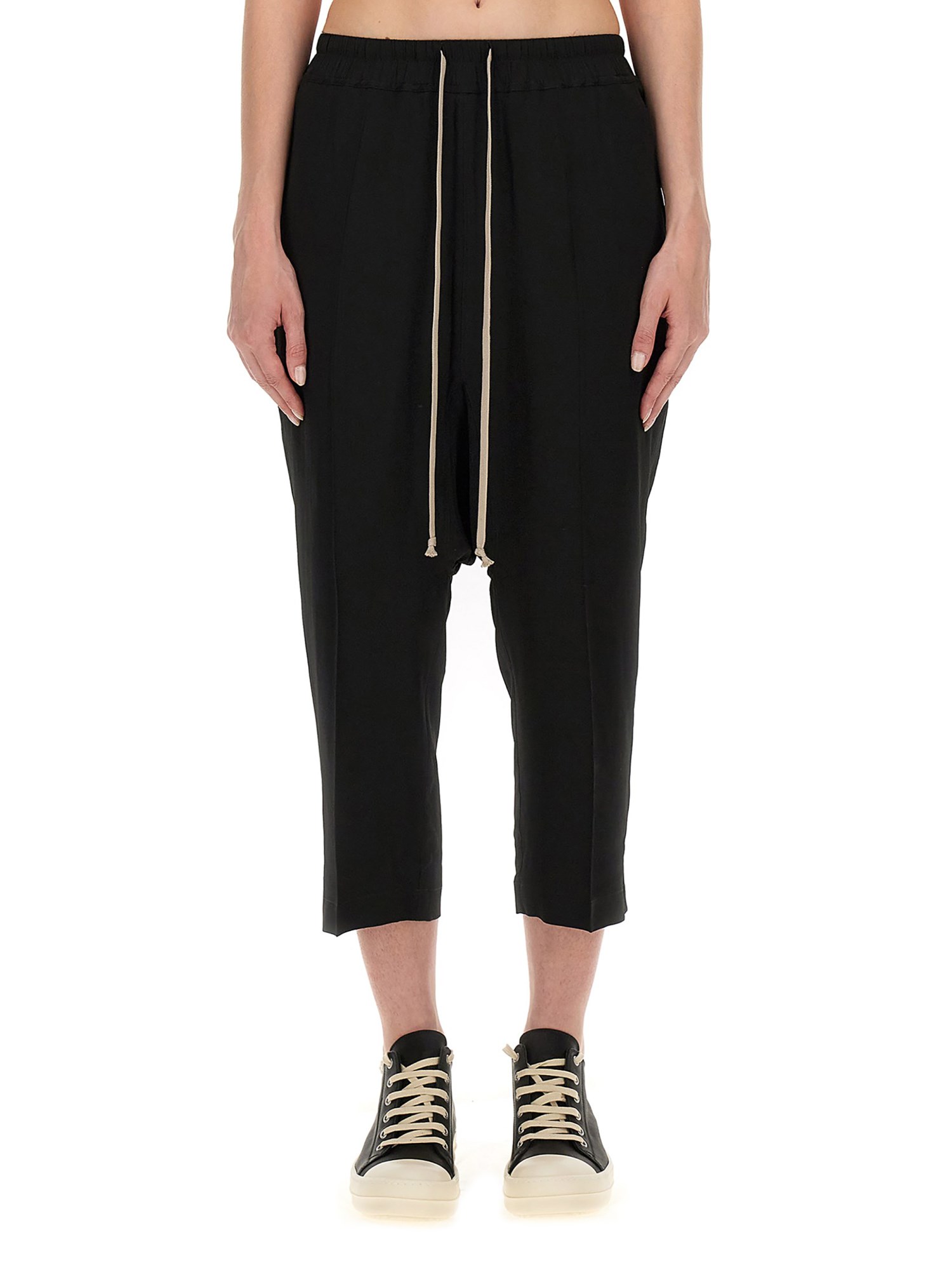 RICK OWENS    ACETATE CROPPED PANTS