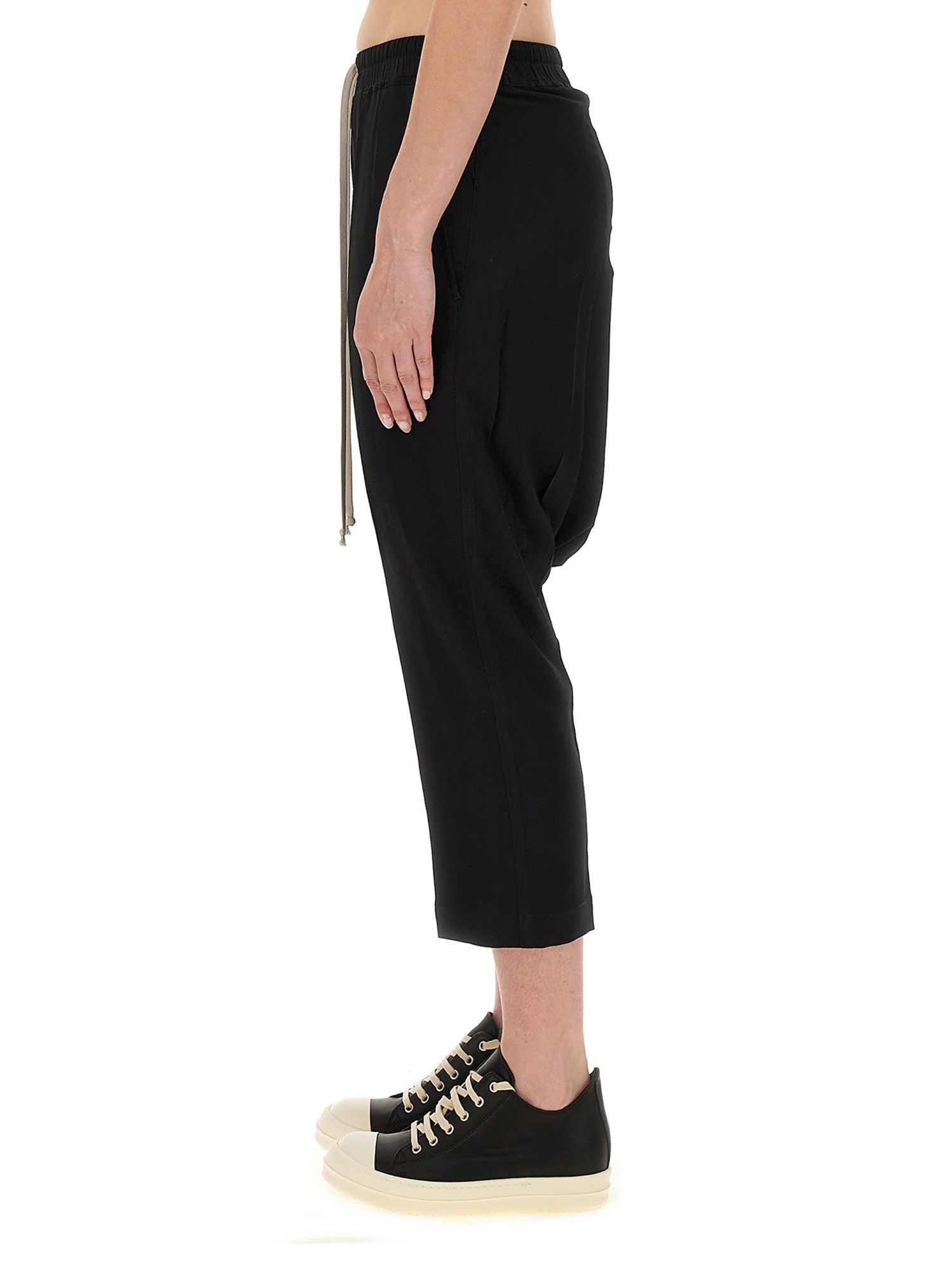 RICK OWENS    ACETATE CROPPED PANTS