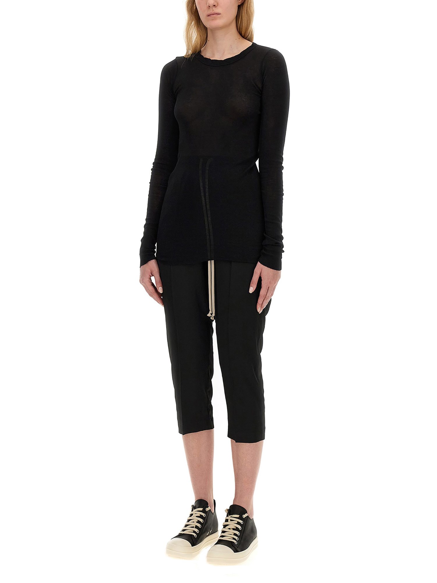 RICK OWENS    ACETATE CROPPED PANTS