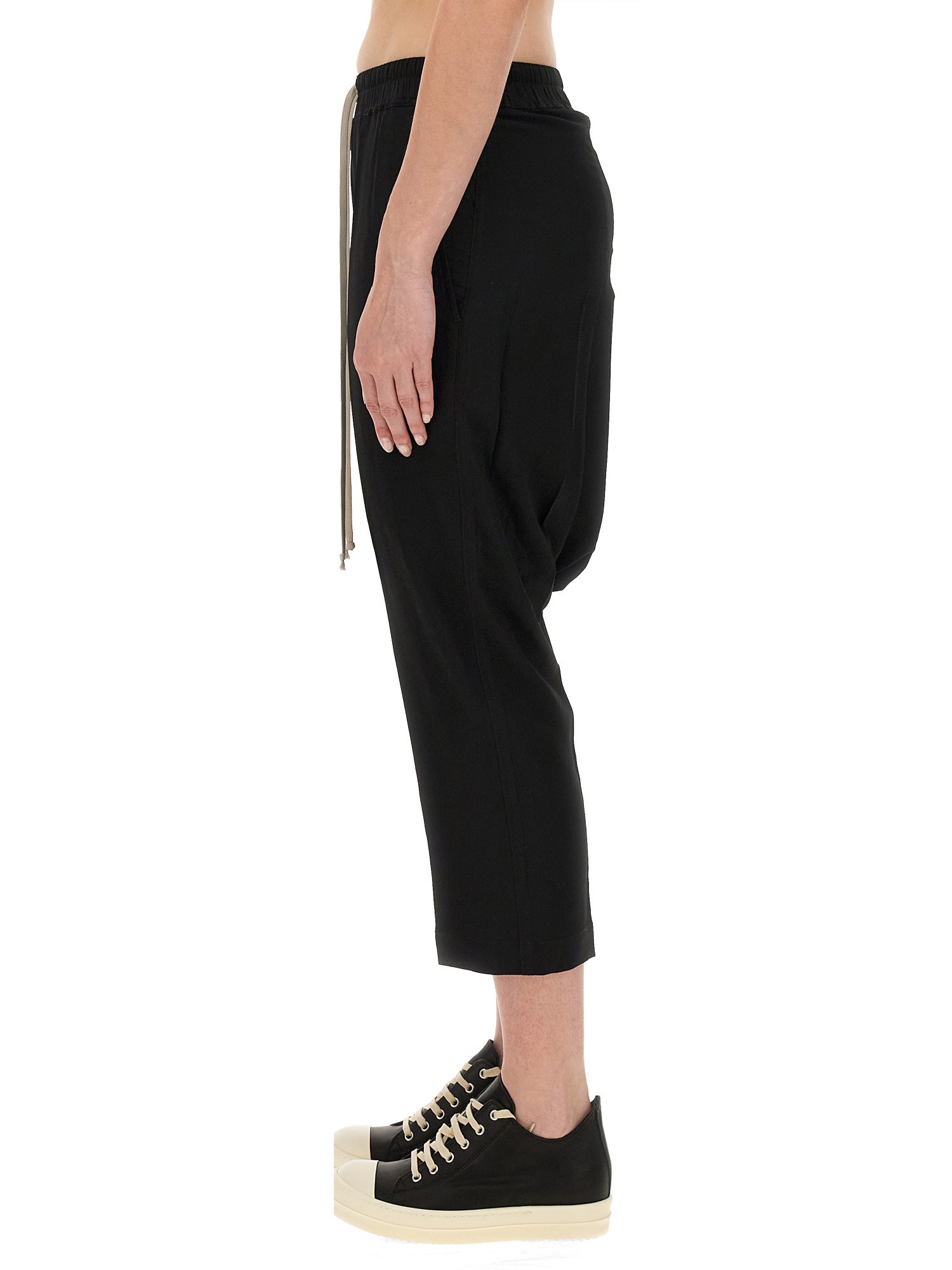 RICK OWENS    ACETATE CROPPED PANTS