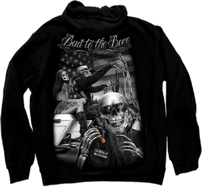 ROD MEN'S Zip Hoodie - BAD TO THE BONE