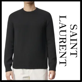 Saint Laurent  |Unisex Street Style Logo Luxury Sweaters