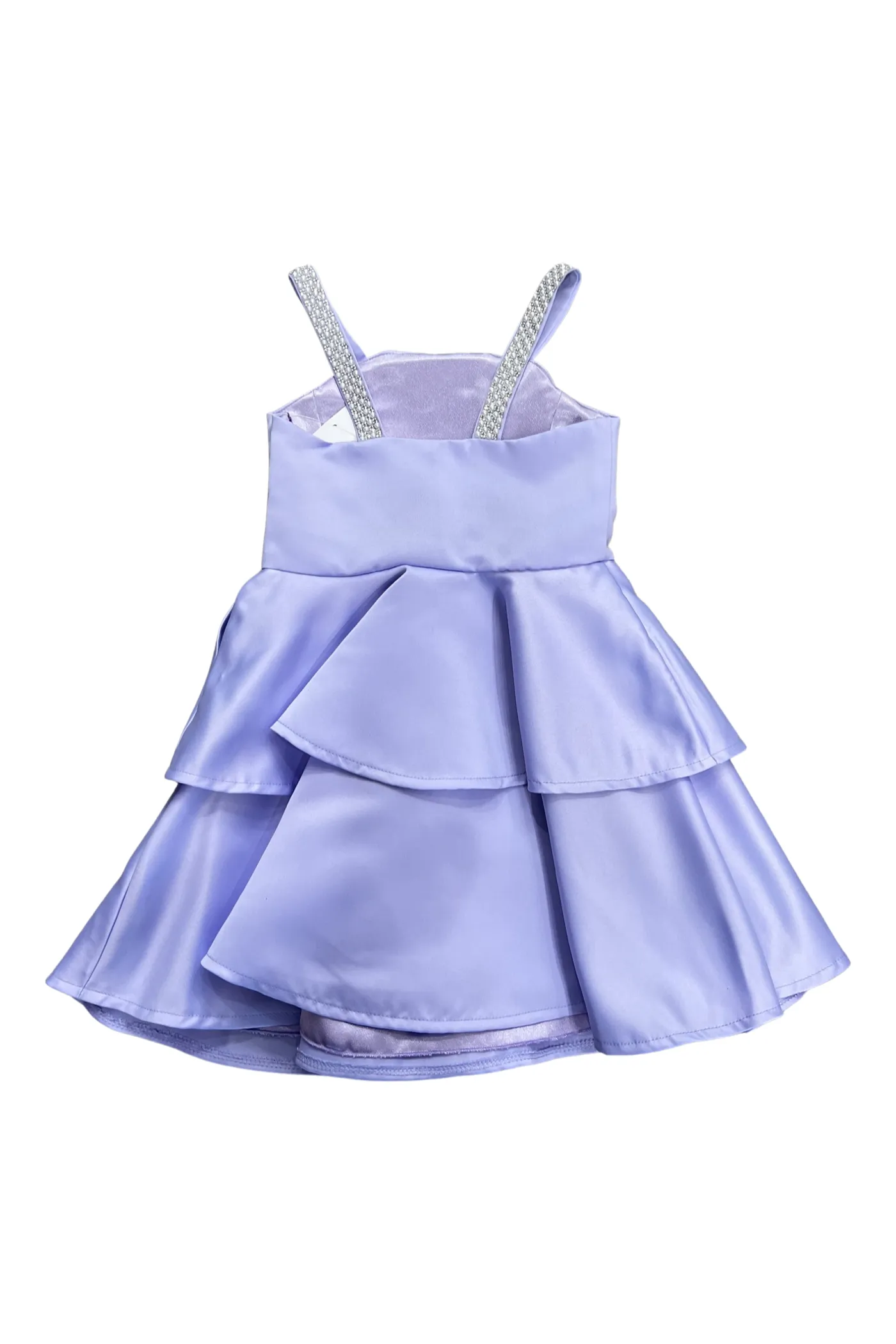 Satin Tiered Pearl Strap Dress