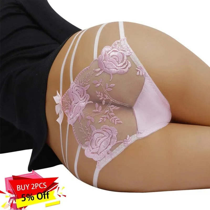 Seamless Panties Open Rose Bottom Crotch Thong Panties