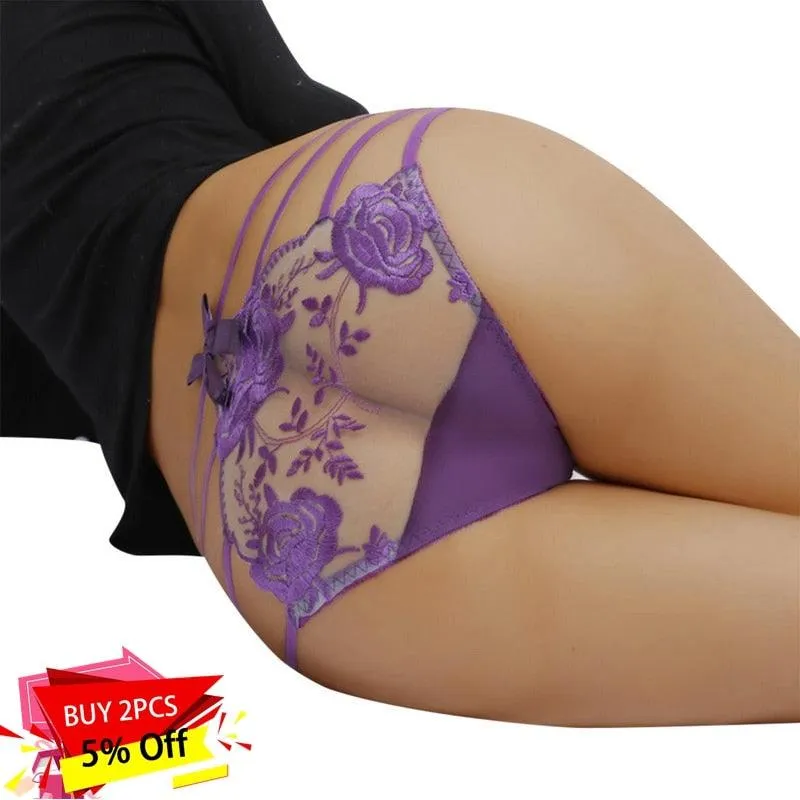 Seamless Panties Open Rose Bottom Crotch Thong Panties