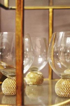 Set of 4 Gold Diamante Drinking Glasses    