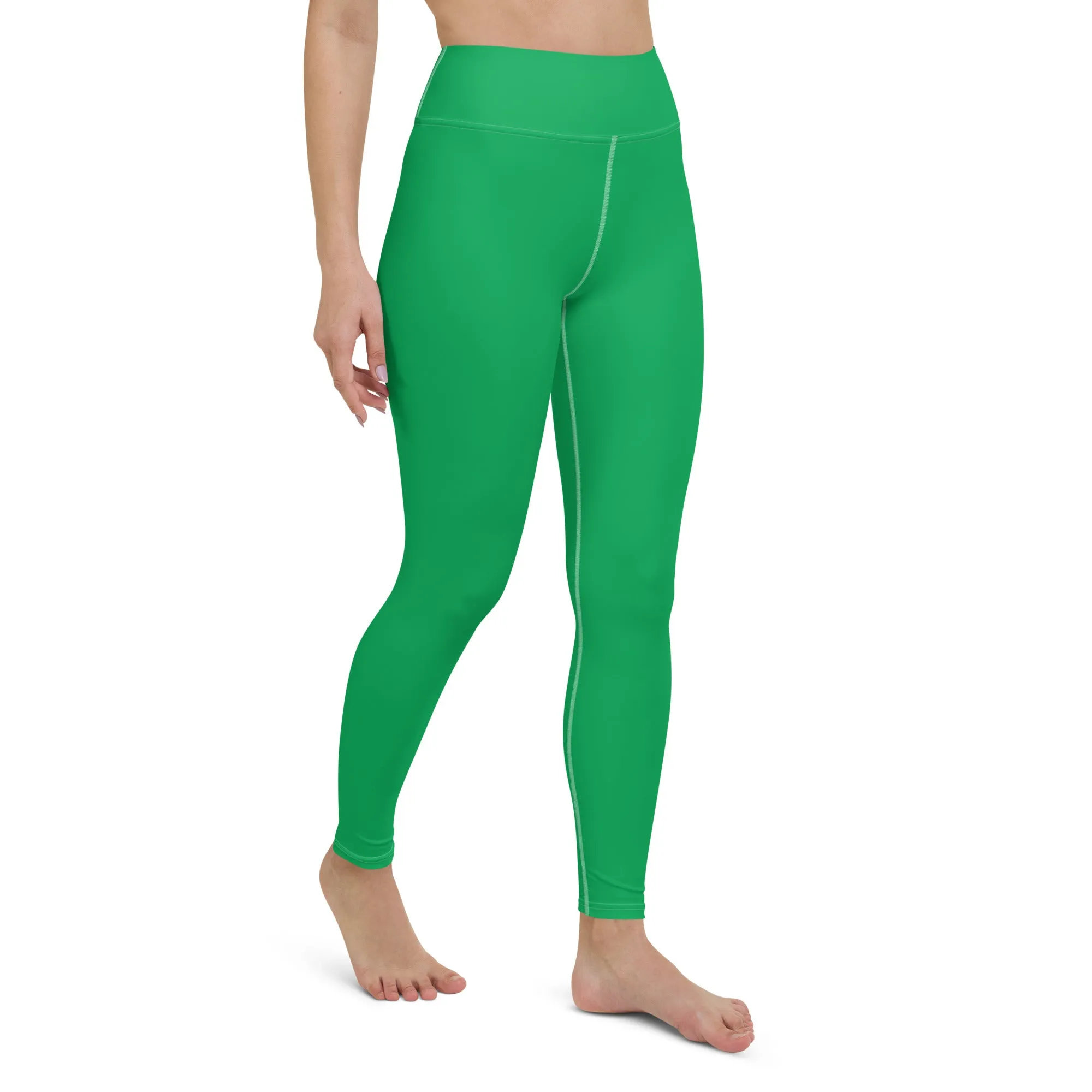 Sleek Silhouette: Women's Solid Color Yoga Pants Leggings - Jade