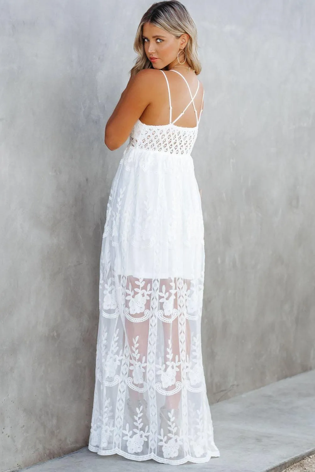 Spaghetti Strap Lace Maxi Dress