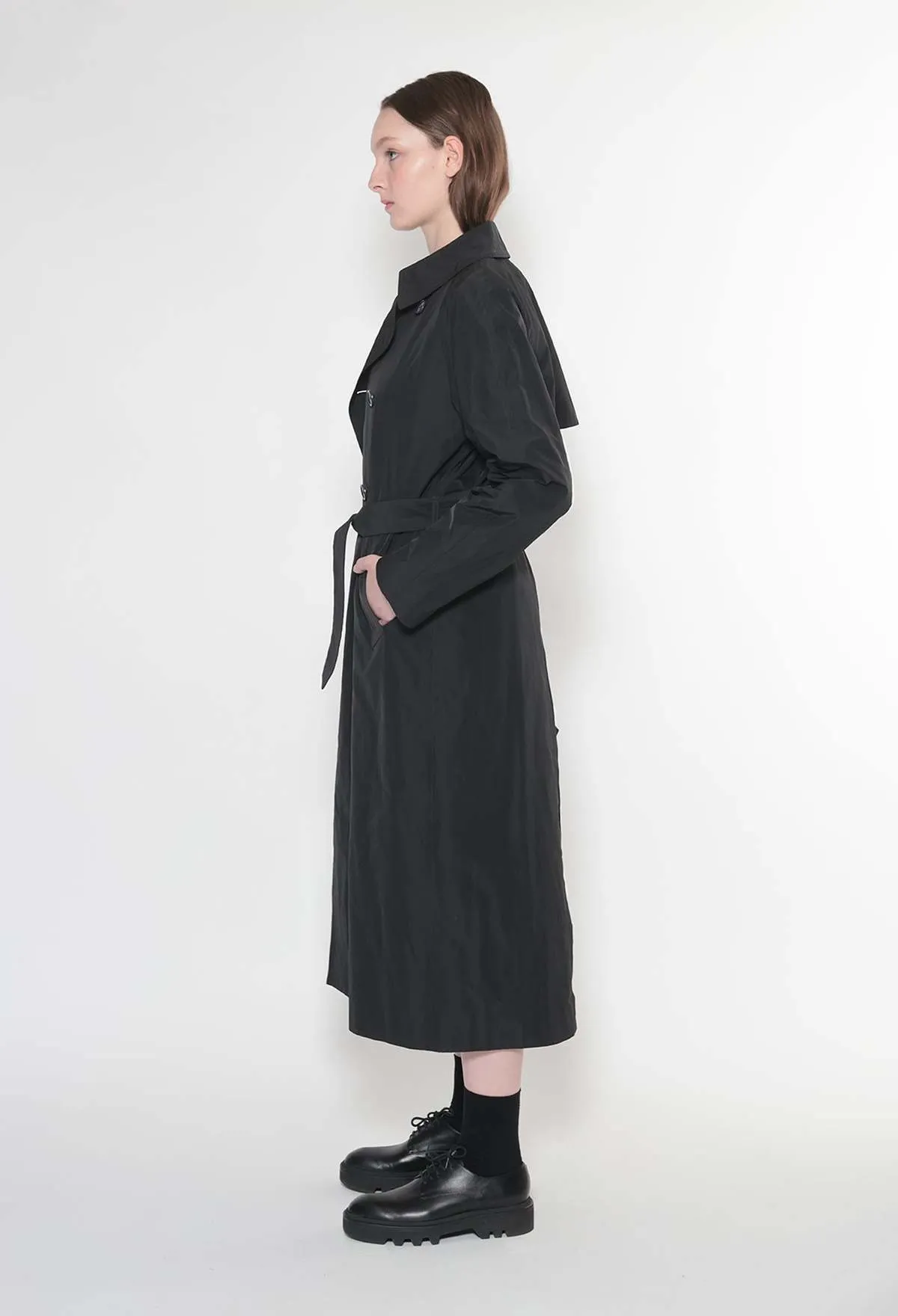 Stella Nylon Trench Coat - Black