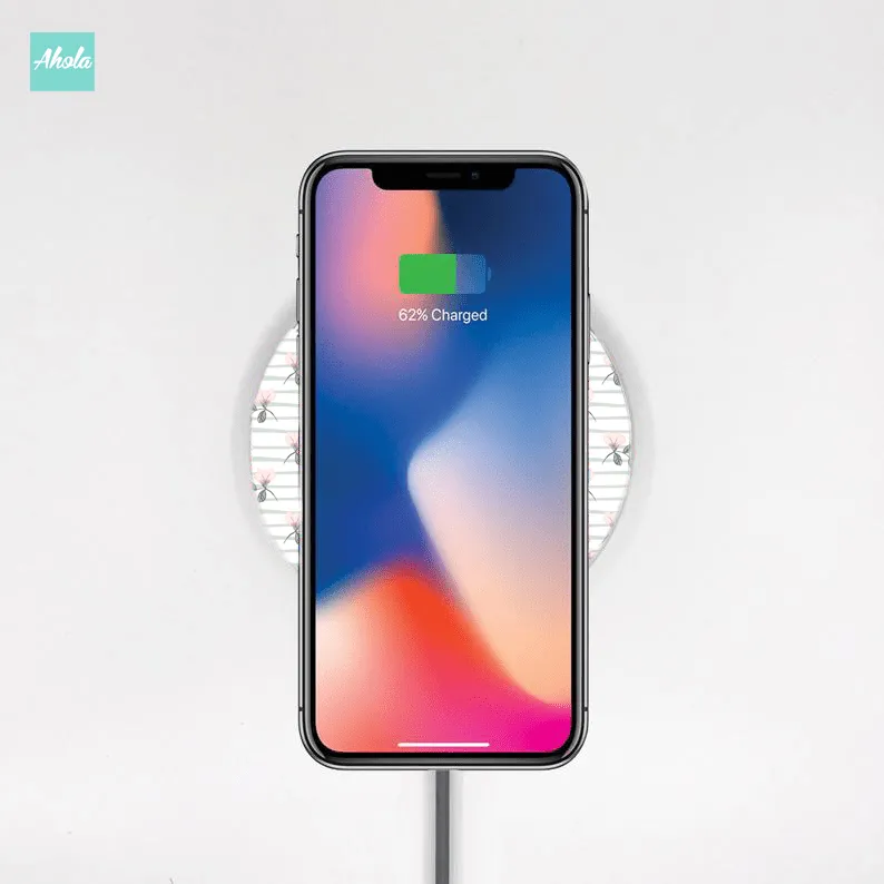 【Stripey flower】15W Ultra thin FastWireless Charger Pad 條紋花朵名字無線差電板