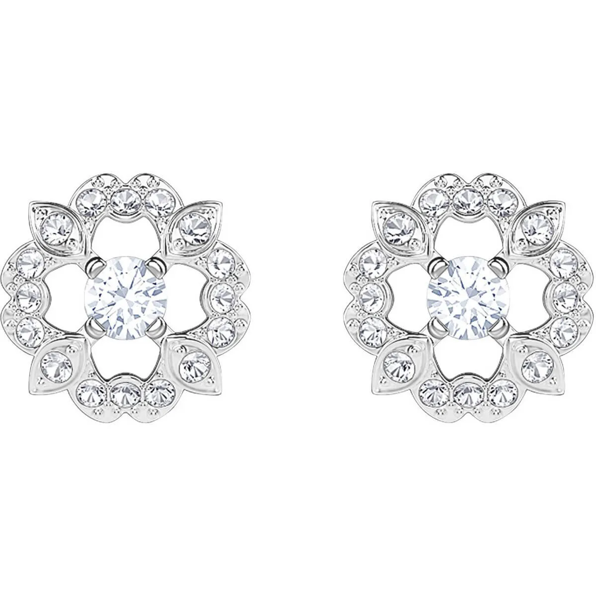 Swarovski SPARKLING DANCE FLOWER PIERCED EARRINGS, White, Rhodium -5396227