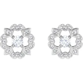 Swarovski SPARKLING DANCE FLOWER PIERCED EARRINGS, White, Rhodium -5396227