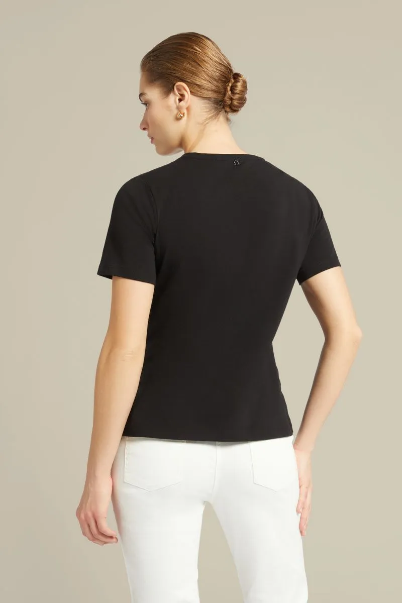 T-shirt floreale donna Nero