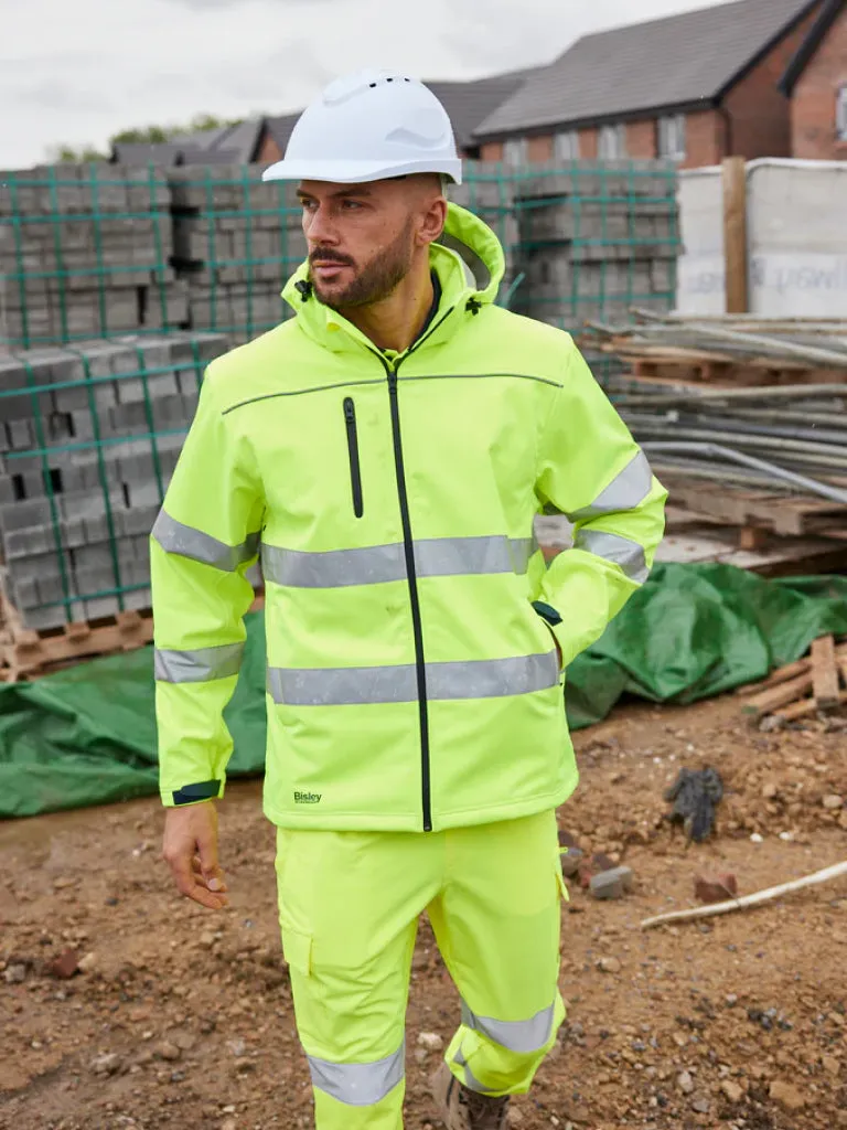 TAPED HI VIS SOFT SHELL JACKET WITH HOOD