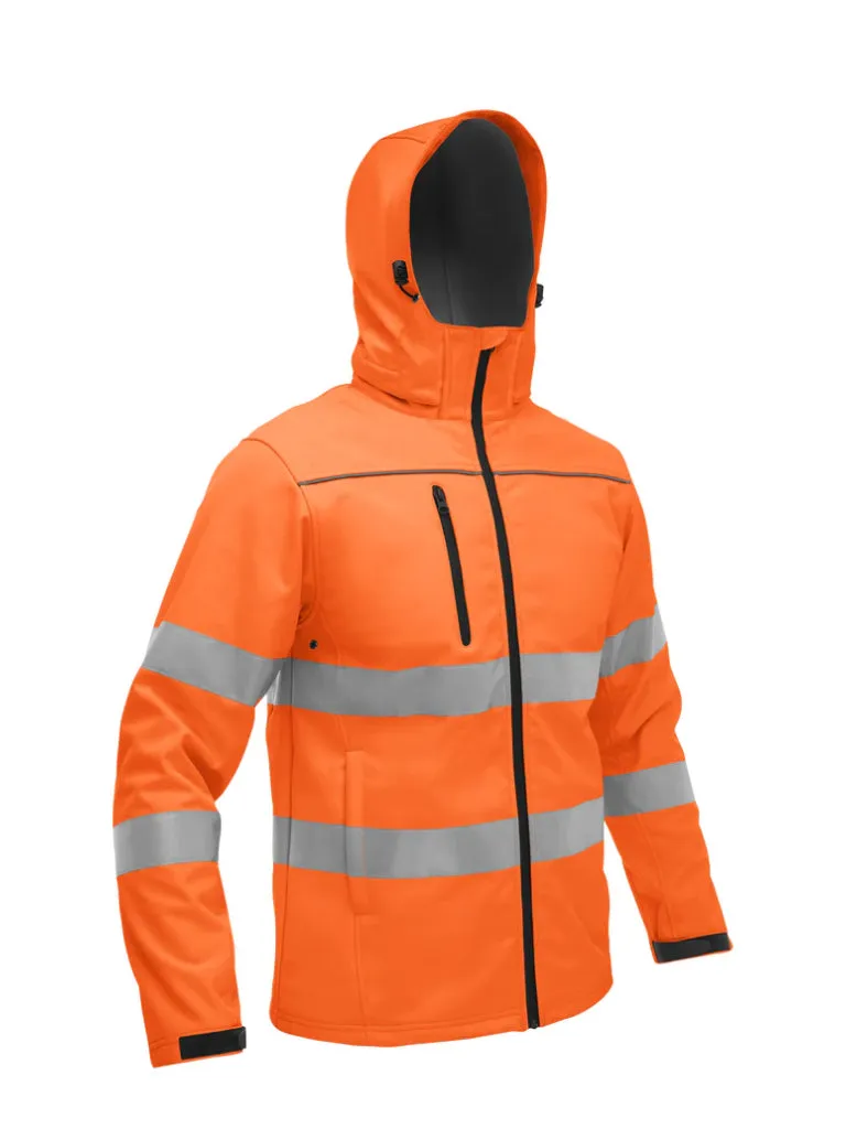 TAPED HI VIS SOFT SHELL JACKET WITH HOOD