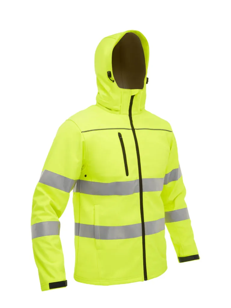 TAPED HI VIS SOFT SHELL JACKET WITH HOOD