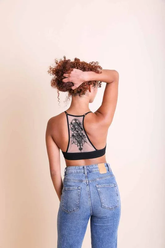 Tattoo Mesh Racerback Bralette