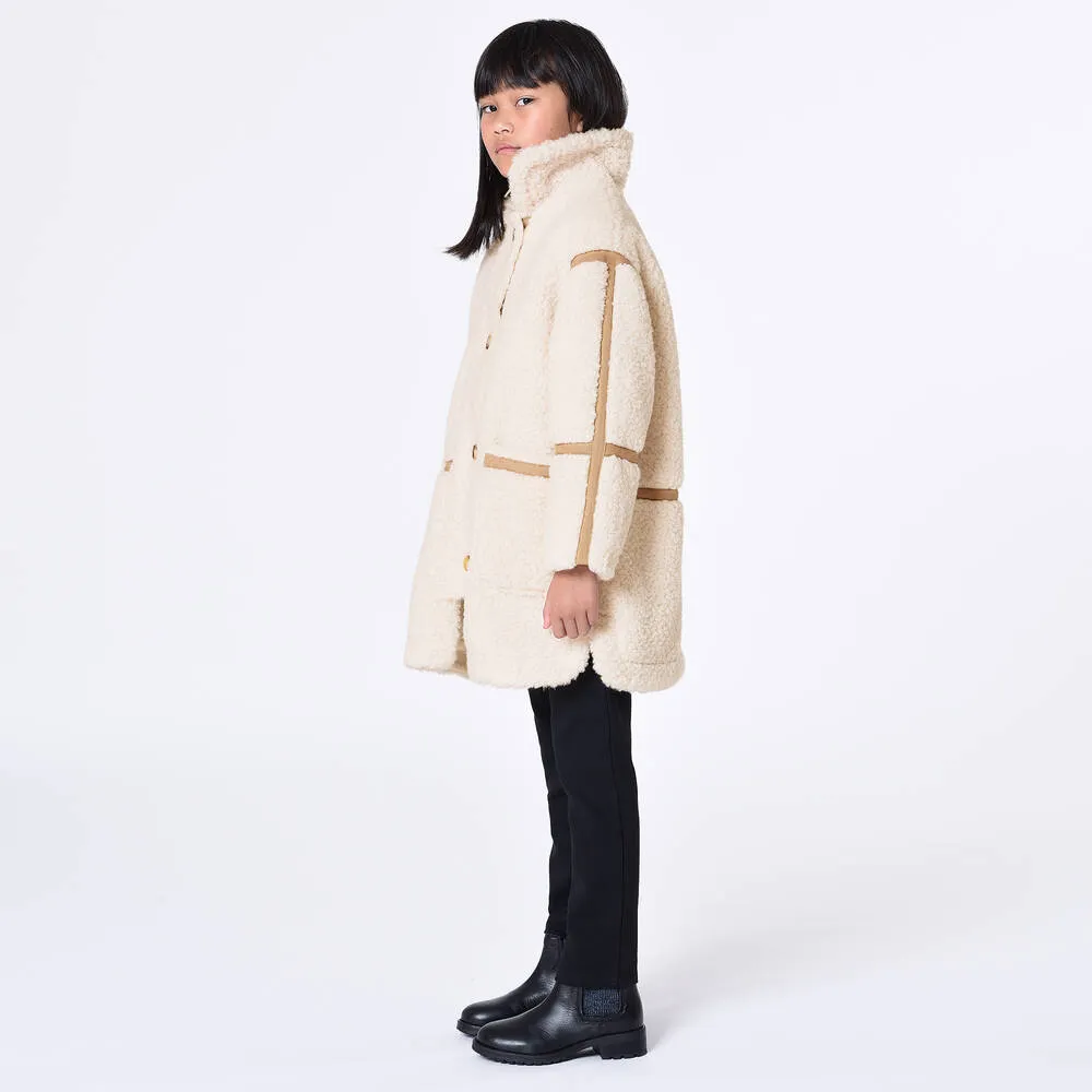 Teen Girls Ivory Sherpa Fleece Coat