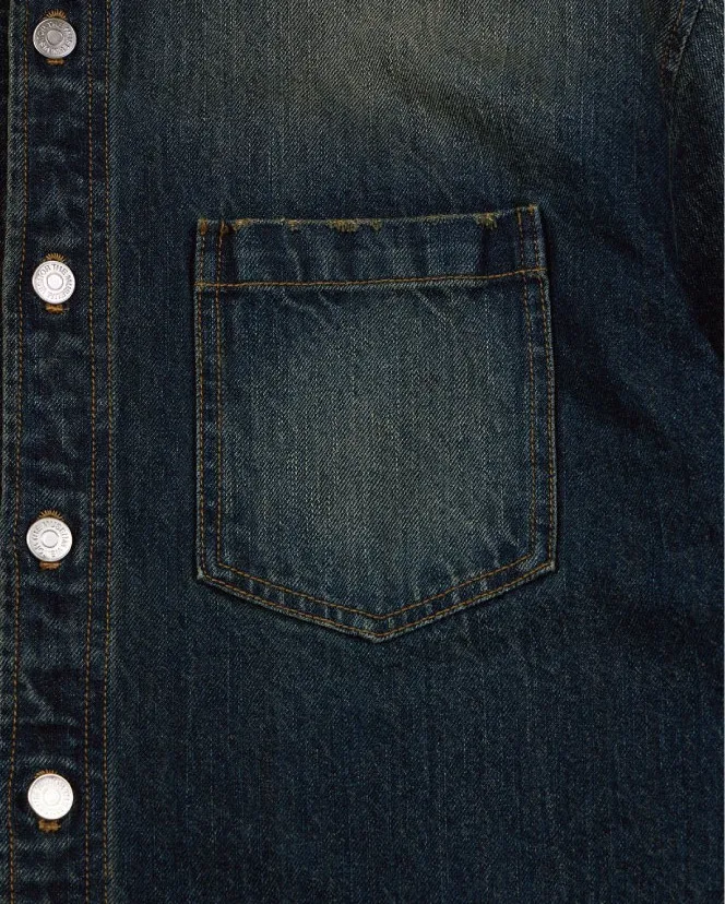 THE MUSEUM VISITOR  |[THE MUSEUM VISITOR]★STAR DAMAGED DENIM HALF SHIRTS