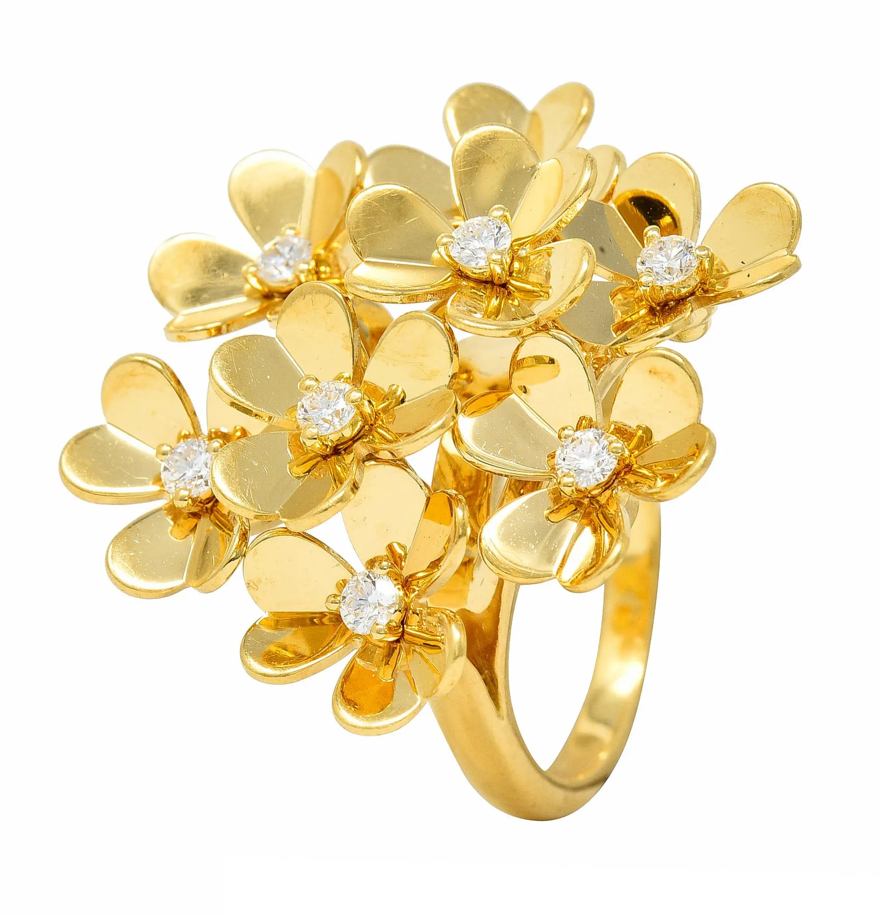 Van Cleef & Arpels Diamond 18 Karat Gold French 8 Flower Frivole Cluster Ring