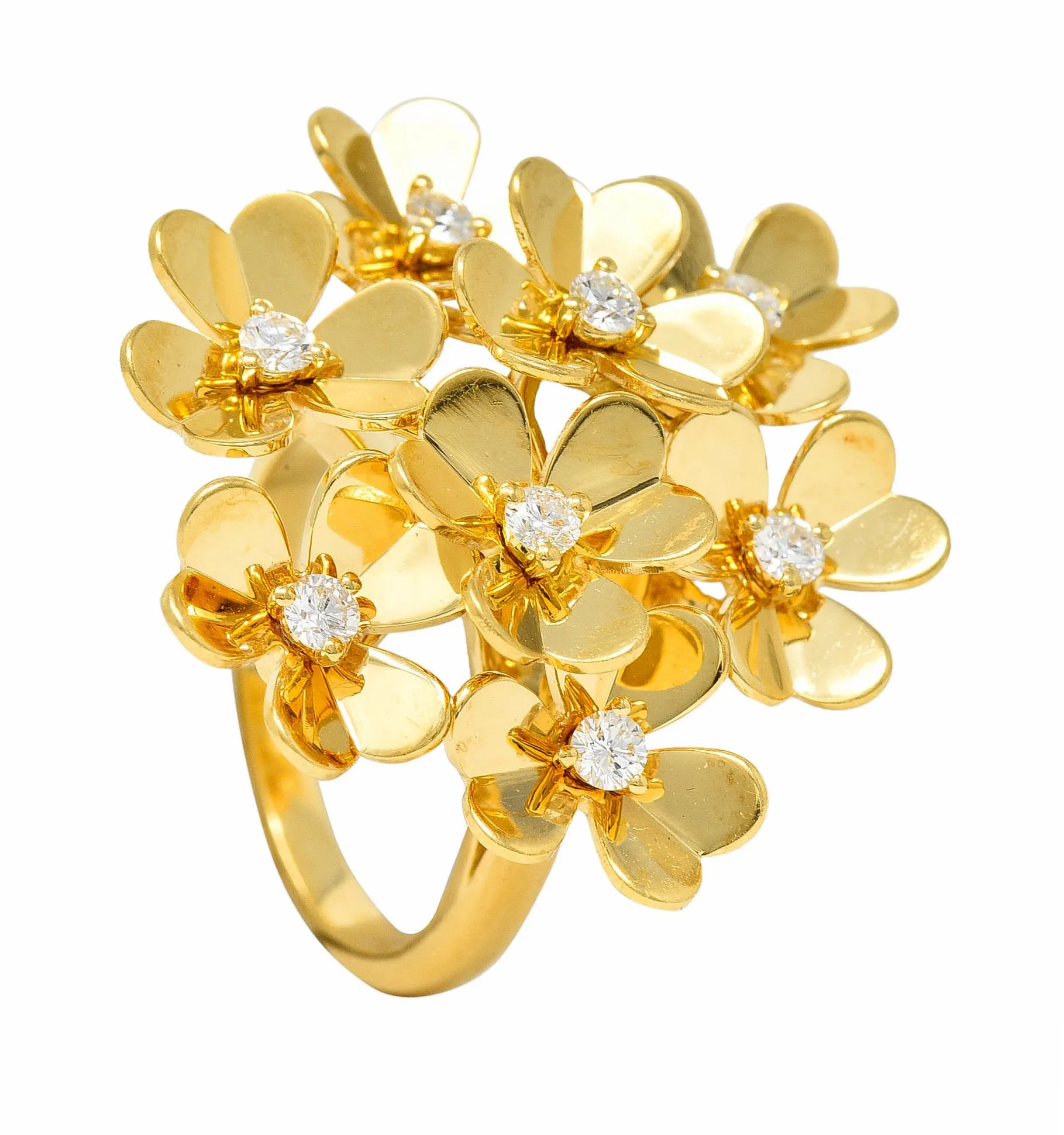 Van Cleef & Arpels Diamond 18 Karat Gold French 8 Flower Frivole Cluster Ring