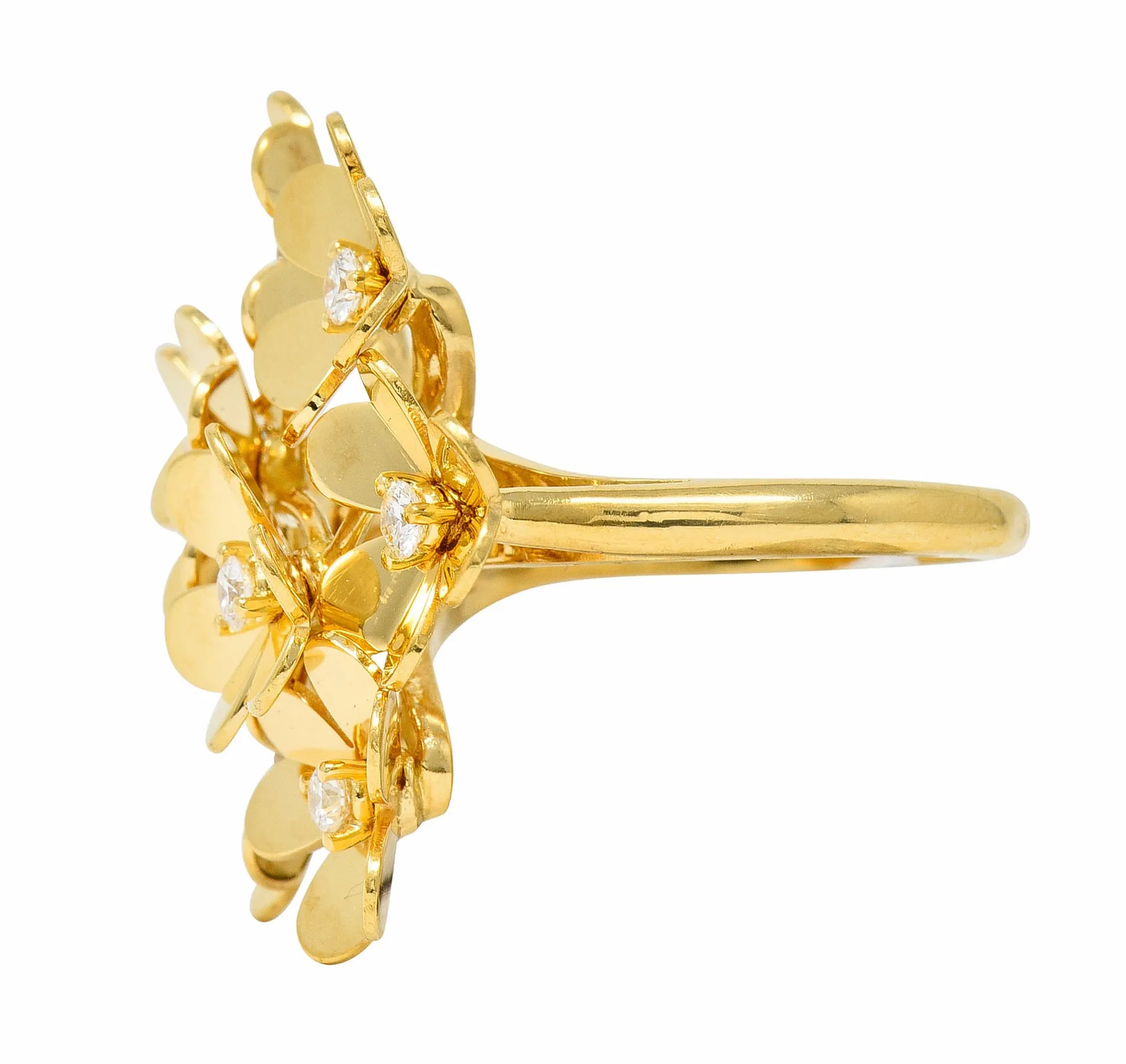 Van Cleef & Arpels Diamond 18 Karat Gold French 8 Flower Frivole Cluster Ring