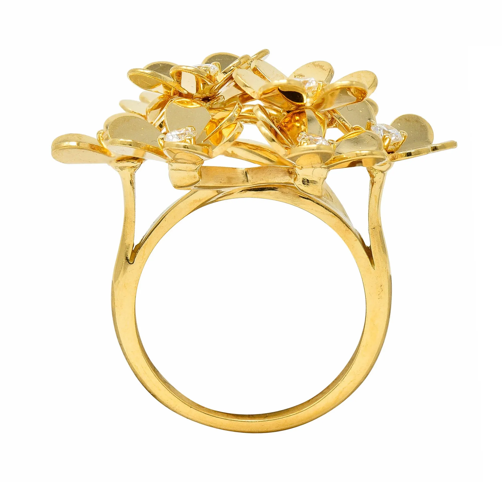 Van Cleef & Arpels Diamond 18 Karat Gold French 8 Flower Frivole Cluster Ring