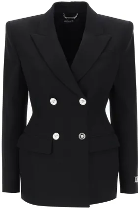 Versace hourglass double-breasted blazer 1012000 1A06750 BLACK