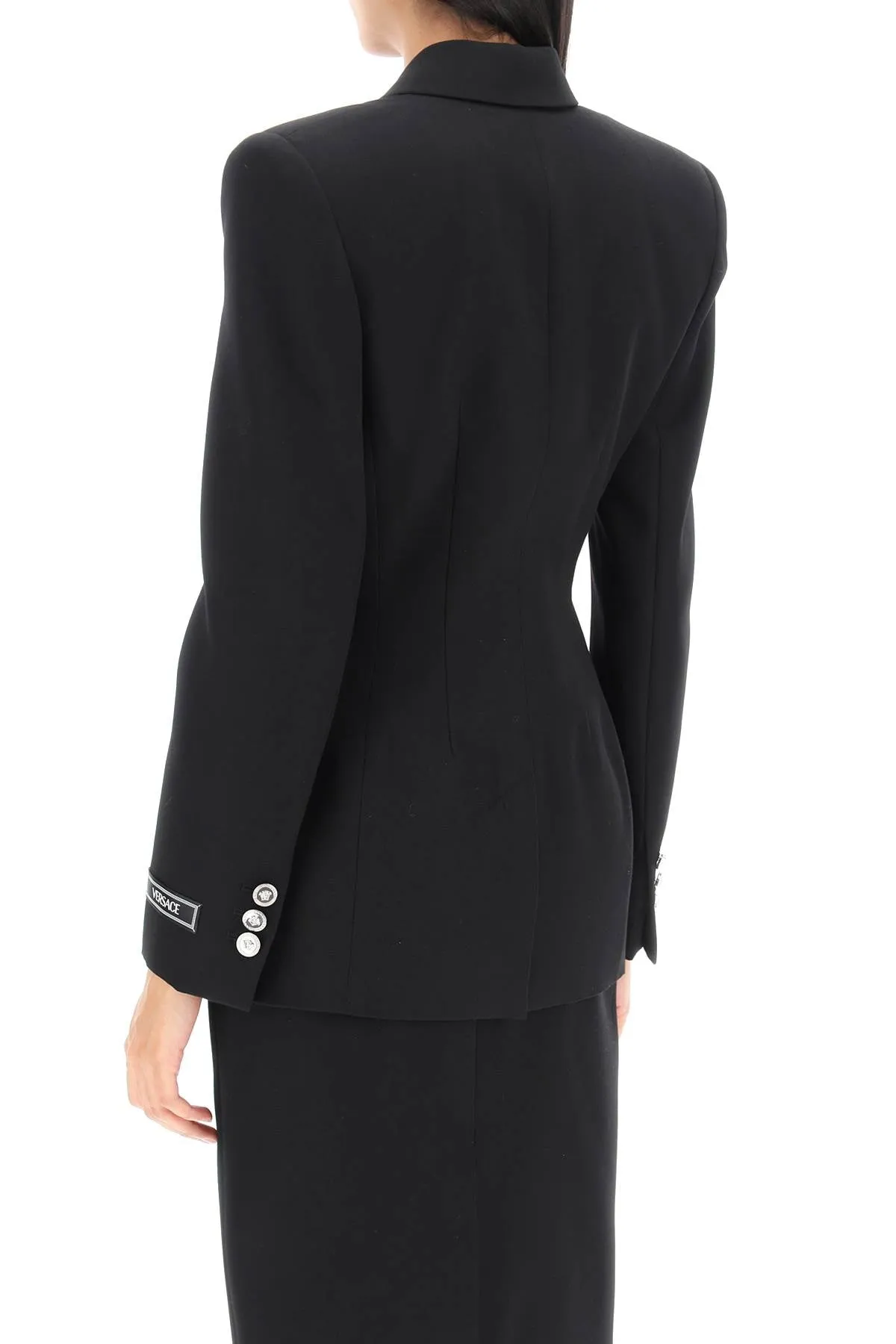 Versace hourglass double-breasted blazer 1012000 1A06750 BLACK