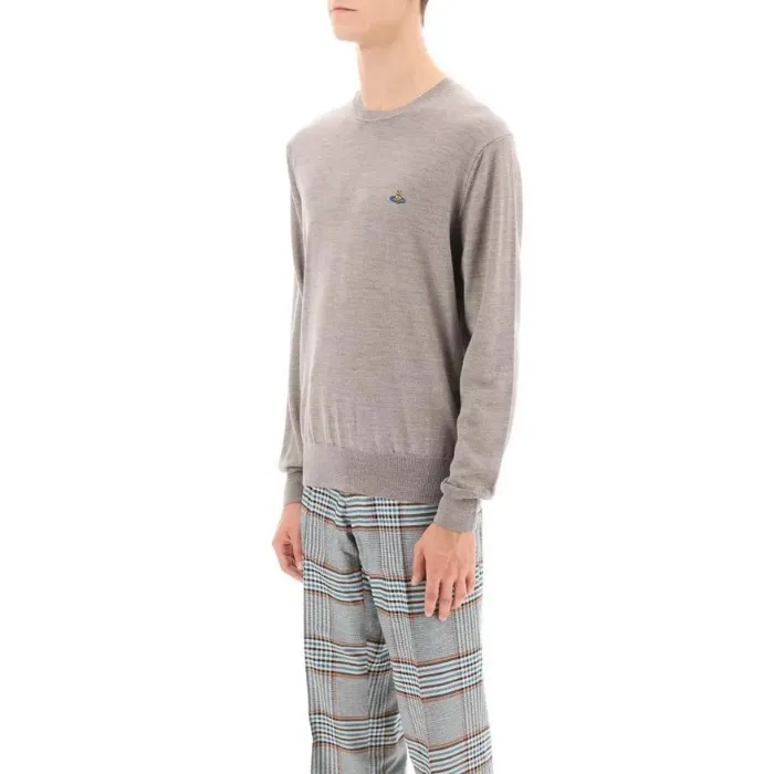 Vivienne Westwood  |Crew Neck Wool Long Sleeves Plain Logo Sweaters