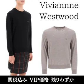 Vivienne Westwood  |Crew Neck Wool Long Sleeves Plain Logo Sweaters