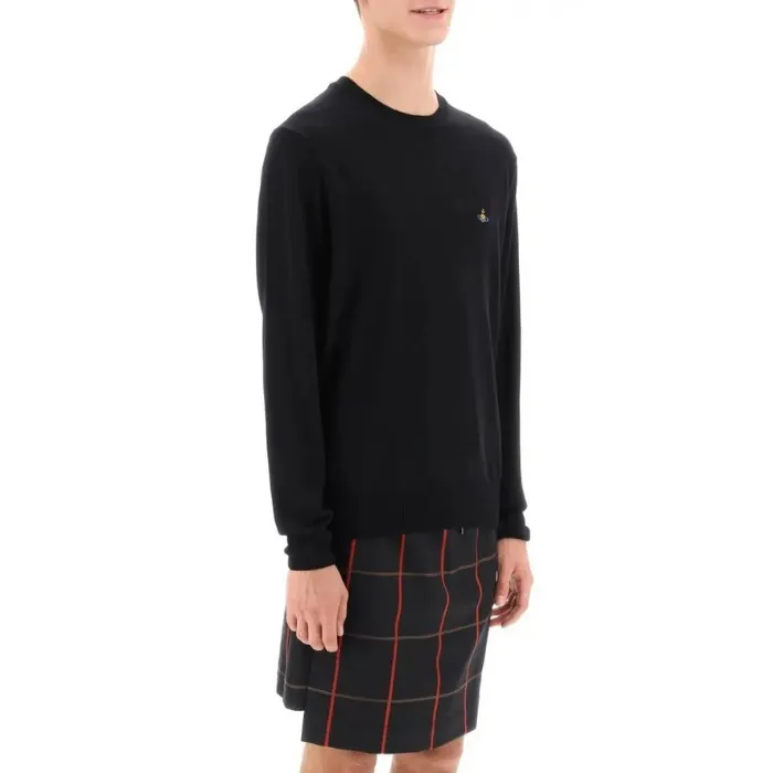 Vivienne Westwood  |Crew Neck Wool Long Sleeves Plain Logo Sweaters