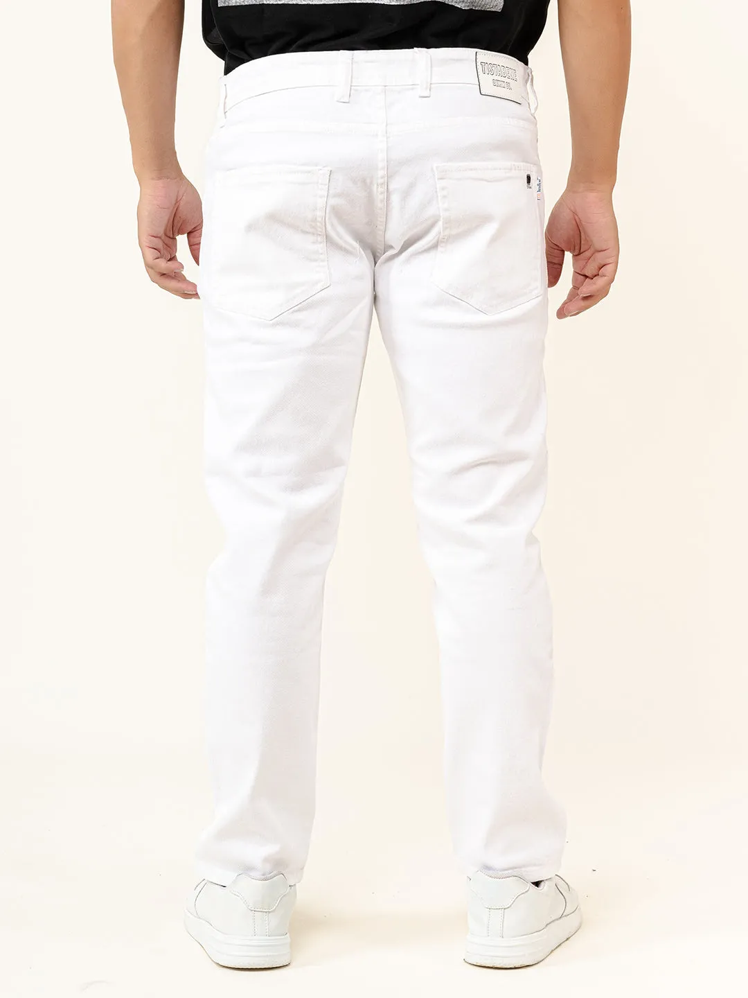 White Distressed Loose Ankle Mens Jeans