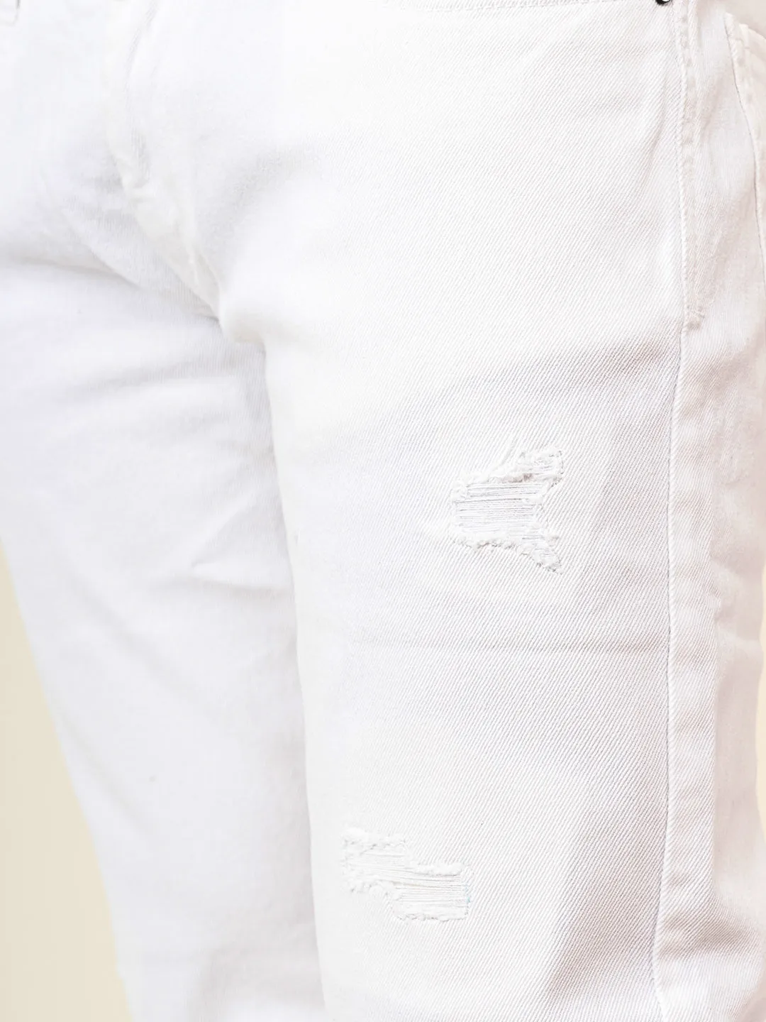 White Distressed Loose Ankle Mens Jeans