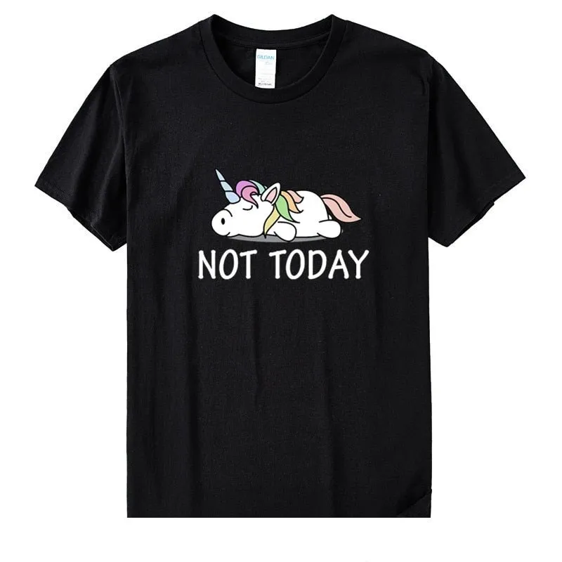 Women's Funny Not Today Unicorn Size Cotton Short Sleeve T-Shirt